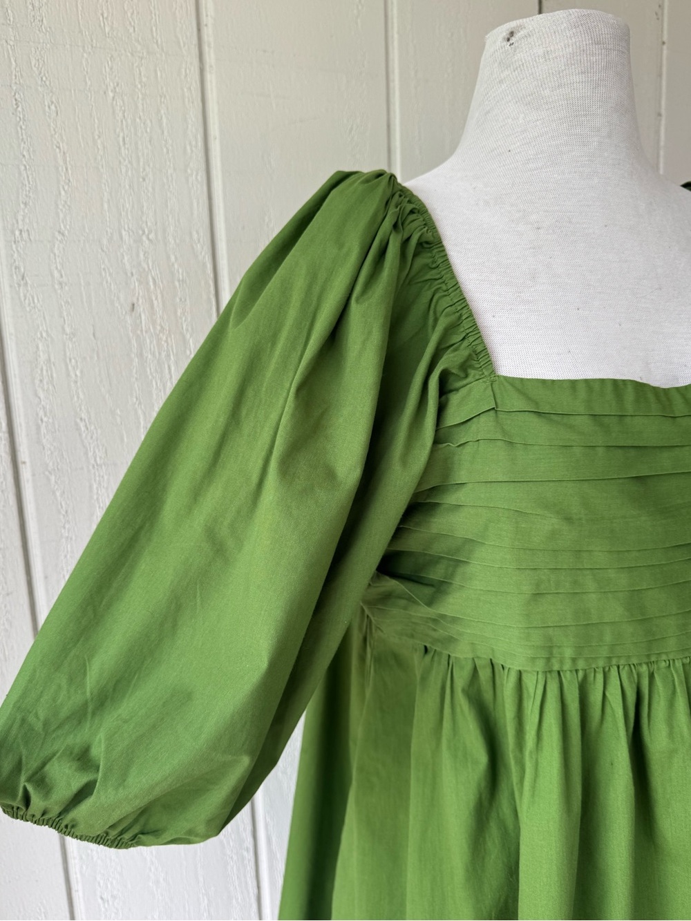 Abercrombie Emerson Puff Sleeve Green Dress Sz XL Cottage Babydoll Mini Pockets - Picture 4 of 5